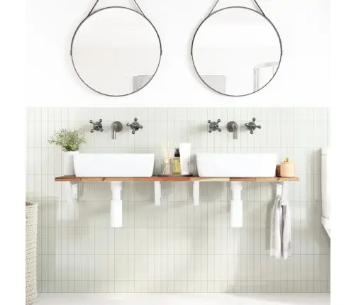 Izlietnes Plaukts, Stiprināms Pie Sienas, Tērauds, Akācija Vidaxl