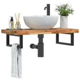 Izlietnes Plaukts, Stiprināms Pie Sienas, Tērauds, Akācija Vidaxl