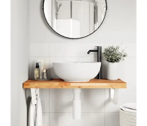 Izlietnes Plaukts, Stiprināms Pie Sienas, Tērauds, Akācija Vidaxl