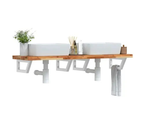 Izlietnes Plaukts, Stiprināms Pie Sienas, Tērauds, Akācija Vidaxl