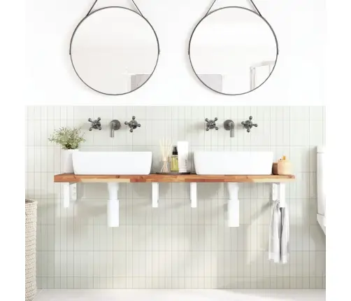 Izlietnes Plaukts, Stiprināms Pie Sienas, Tērauds, Akācija Vidaxl