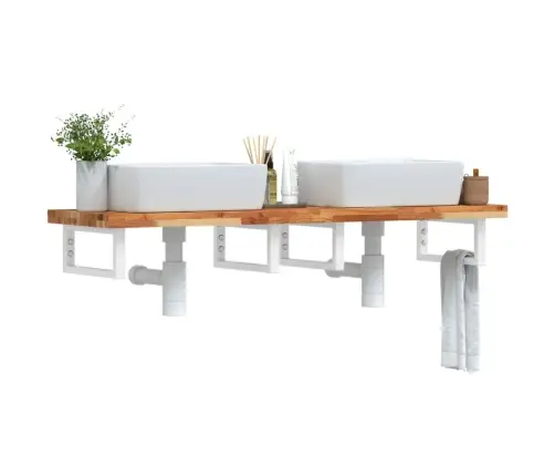 Izlietnes Plaukts, Stiprināms Pie Sienas, Tērauds, Akācija Vidaxl