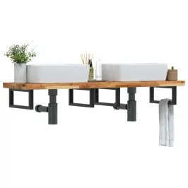 Izlietnes Plaukts, Stiprināms Pie Sienas, Tērauds, Akācija Vidaxl