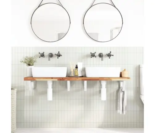 Izlietnes Plaukts, Stiprināms Pie Sienas, Tērauds, Akācija Vidaxl