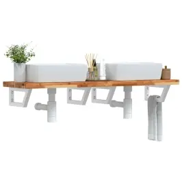 Izlietnes Plaukts, Stiprināms Pie Sienas, Tērauds, Akācija Vidaxl