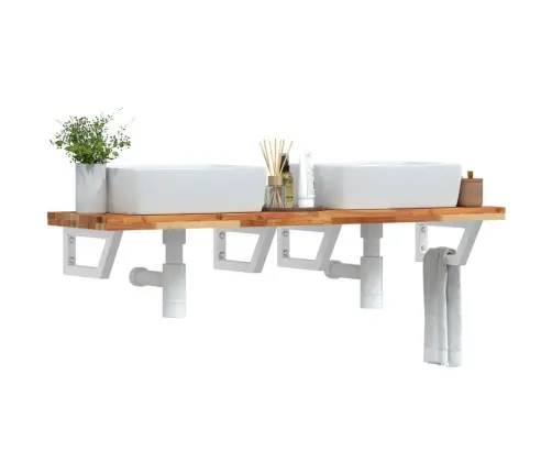 Izlietnes Plaukts, Stiprināms Pie Sienas, Tērauds, Akācija Vidaxl