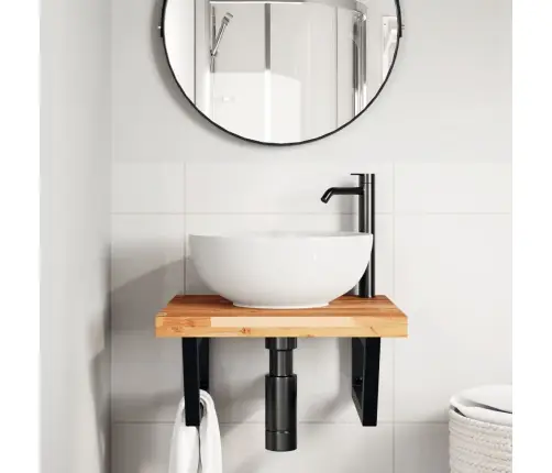 Izlietnes Plaukts, Stiprināms Pie Sienas, Tērauds, Akācija Vidaxl