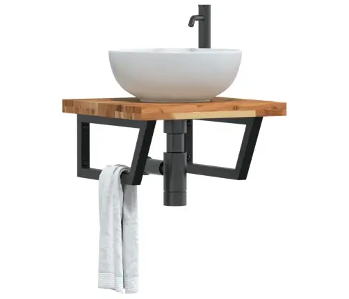 Izlietnes Plaukts, Stiprināms Pie Sienas, Tērauds, Akācija Vidaxl