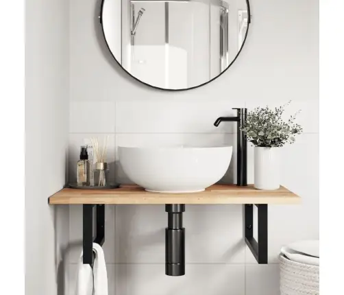 Izlietnes Plaukts, Stiprināms Pie Sienas, Tērauds, Akācija Vidaxl