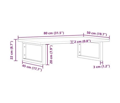 Izlietnes Plaukts, Stiprināms Pie Sienas, Tērauds, Akācija Vidaxl