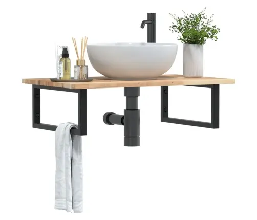 Izlietnes Plaukts, Stiprināms Pie Sienas, Tērauds, Akācija Vidaxl