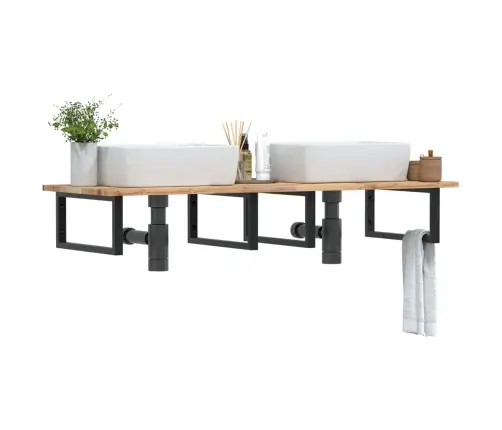 Izlietnes Plaukts, Stiprināms Pie Sienas, Tērauds, Akācija Vidaxl