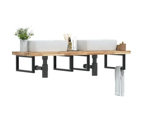 Izlietnes Plaukts, Stiprināms Pie Sienas, Tērauds, Akācija Vidaxl