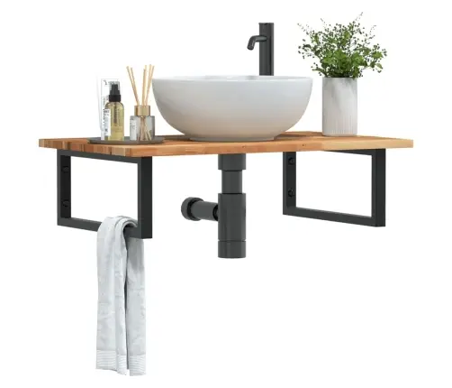 Izlietnes Plaukts, Stiprināms Pie Sienas, Tērauds, Akācija Vidaxl