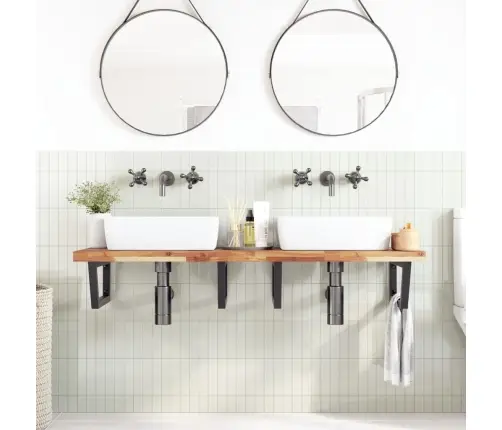 Izlietnes Plaukts, Stiprināms Pie Sienas, Tērauds, Akācija Vidaxl