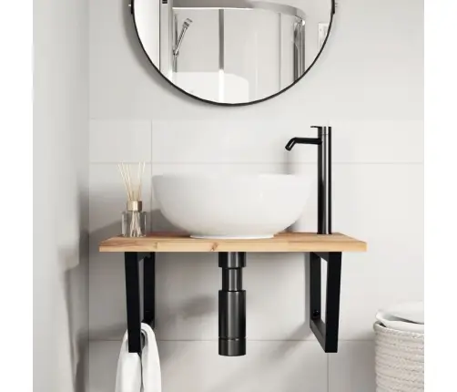 Izlietnes Plaukts, Stiprināms Pie Sienas, Tērauds, Akācija Vidaxl