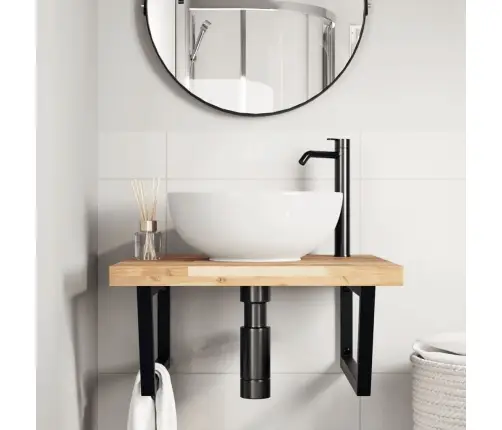 Izlietnes Plaukts, Stiprināms Pie Sienas, Tērauds, Akācija Vidaxl