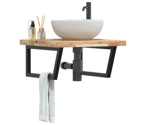 Izlietnes Plaukts, Stiprināms Pie Sienas, Tērauds, Akācija Vidaxl