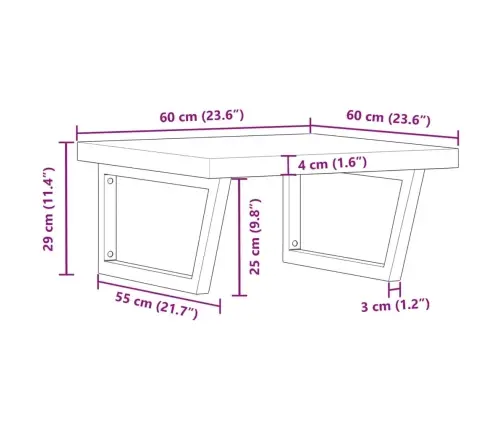 Izlietnes Plaukts, Stiprināms Pie Sienas, Tērauds, Akācija Vidaxl