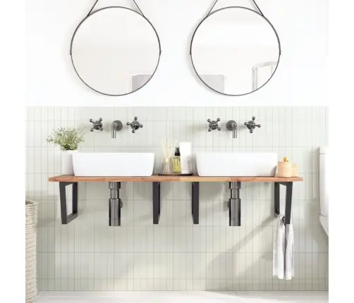 Izlietnes Plaukts, Stiprināms Pie Sienas, Tērauds, Akācija Vidaxl