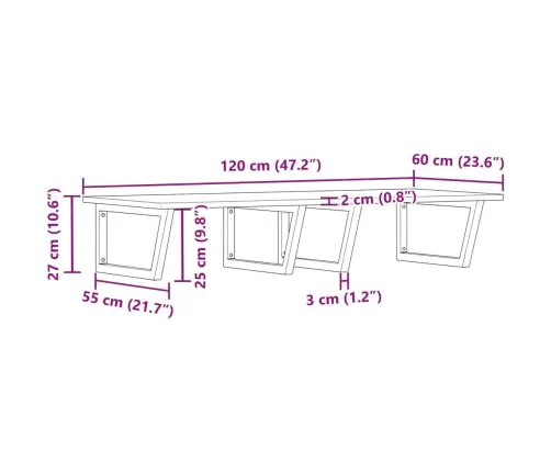 Izlietnes Plaukts, Stiprināms Pie Sienas, Tērauds, Akācija Vidaxl