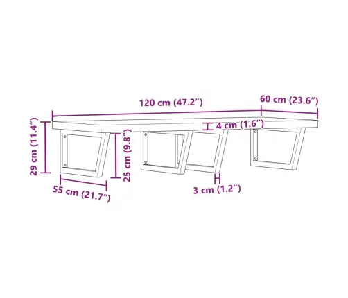 Izlietnes Plaukts, Stiprināms Pie Sienas, Tērauds, Akācija Vidaxl
