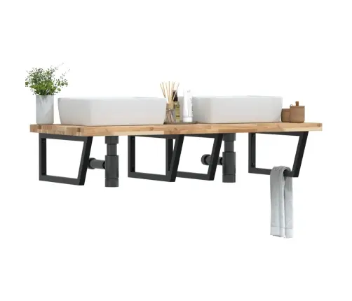 Izlietnes Plaukts, Stiprināms Pie Sienas, Tērauds, Akācija Vidaxl