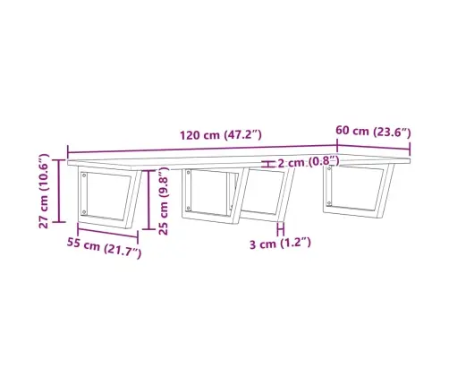 Izlietnes Plaukts, Stiprināms Pie Sienas, Tērauds, Akācija Vidaxl