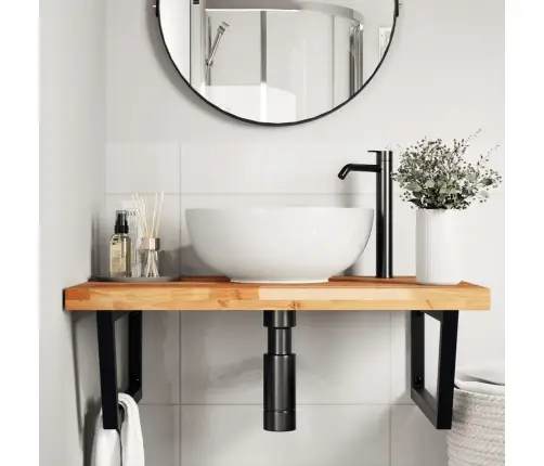 Izlietnes Plaukts, Stiprināms Pie Sienas, Tērauds, Akācija Vidaxl