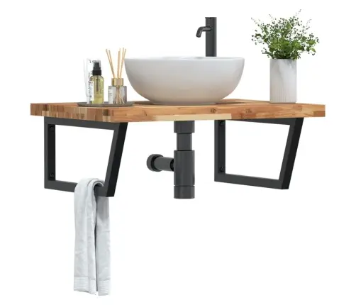 Izlietnes Plaukts, Stiprināms Pie Sienas, Tērauds, Akācija Vidaxl