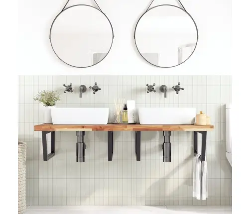 Izlietnes Plaukts, Stiprināms Pie Sienas, Tērauds, Akācija Vidaxl