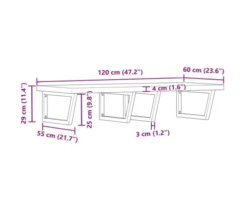 Izlietnes Plaukts, Stiprināms Pie Sienas, Tērauds, Akācija Vidaxl