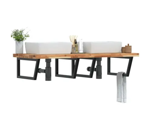 Izlietnes Plaukts, Stiprināms Pie Sienas, Tērauds, Akācija Vidaxl