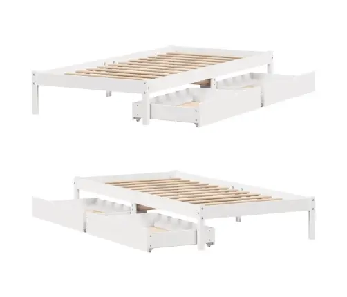 Gulta Bez Matrača, Balts, 75X190 Cm, Priedes Masīvkoks Vidaxl