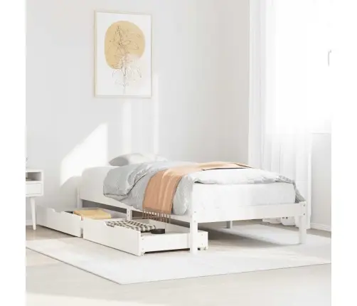 Gulta Bez Matrača, Balts, 75X190 Cm, Priedes Masīvkoks Vidaxl