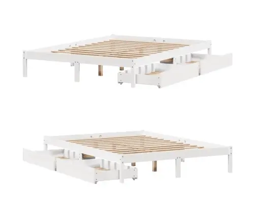 Gulta Bez Matrača, Balts, 140X190 Cm, Priedes Masīvkoks Vidaxl