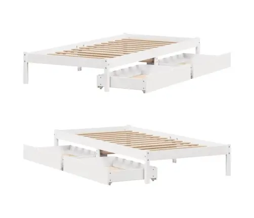 Voodiraam Ilma Madratsita, Valge, 90 X 200 cm Männipuit