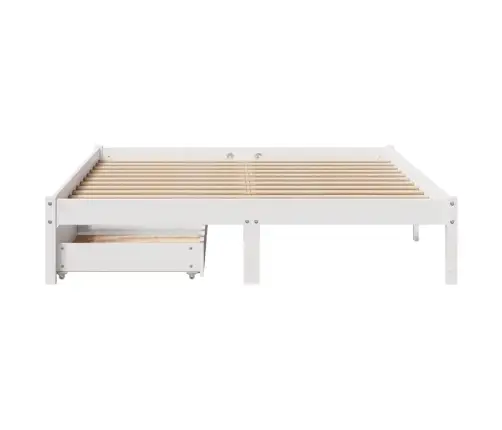 Gulta Bez Matrača, Balts, 140X200 Cm, Priedes Masīvkoks Vidaxl