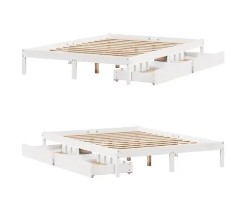 Lovos Rėmas Be Čiužinio, Baltas, 150X200cm Pušies Masyvas