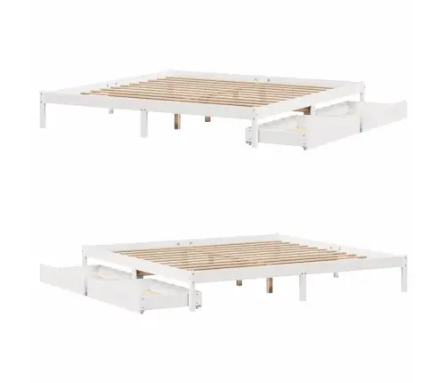 Gulta Bez Matrača, Balts, 200X200 Cm, Priedes Masīvkoks Vidaxl