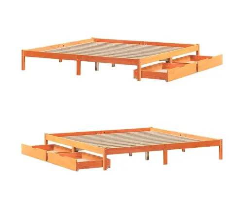 Gulta Bez Matrača, Vaska Brūnas, 180X200 Cm, Priedes Masīvkoks Vidaxl