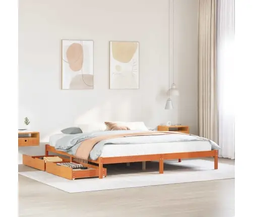 Gulta Bez Matrača, Vaska Brūnas, 180X200 Cm, Priedes Masīvkoks Vidaxl