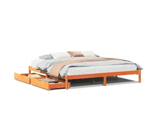 Gulta Bez Matrača, Vaska Brūnas, 200X200 Cm, Priedes Masīvkoks Vidaxl