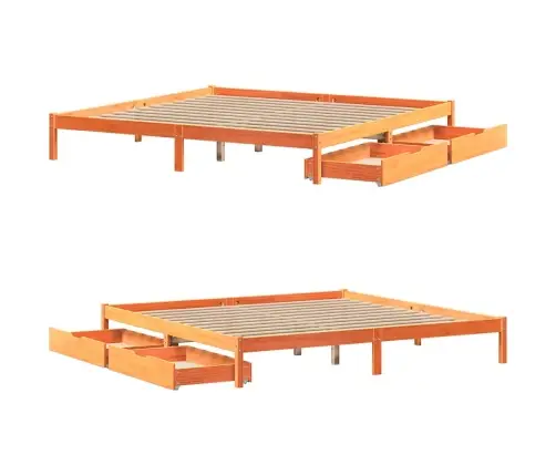 Gulta Bez Matrača, Vaska Brūnas, 200X200 Cm, Priedes Masīvkoks Vidaxl