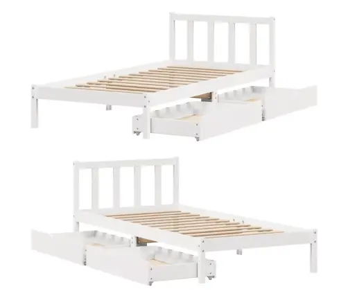 Voodiraam Ilma Madratsita, Valge, 75 X 190 cm Männipuit