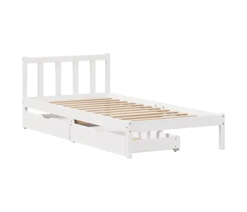 Gulta Bez Matrača, Balts, 90X190 Cm, Priedes Masīvkoks Vidaxl