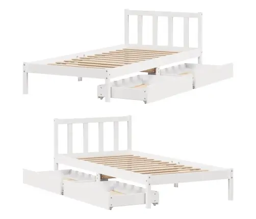 Gulta Bez Matrača, Balts, 90X190 Cm, Priedes Masīvkoks Vidaxl