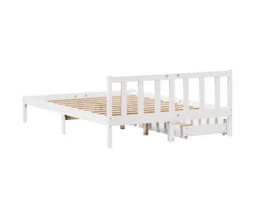 Gulta Bez Matrača, Balts, 135X190 Cm, Priedes Masīvkoks Vidaxl