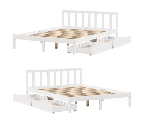 Gulta Bez Matrača, Balta, 120X200 Cm, Priedes Masīvkoks Vidaxl