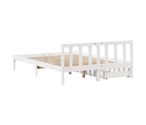 Gulta Bez Matrača, Balts, 140X200 Cm, Priedes Masīvkoks Vidaxl